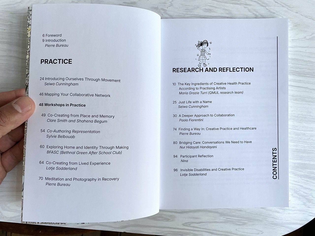 Creative Health In Practice book contents edited by Pierre Bureau (Mindful Photo Lab) in collaboration with Dr Maria Grazia Turri