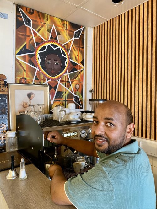 Teddy, the owner of St. Gabriel Ethiopian Delicatessen Restaurant